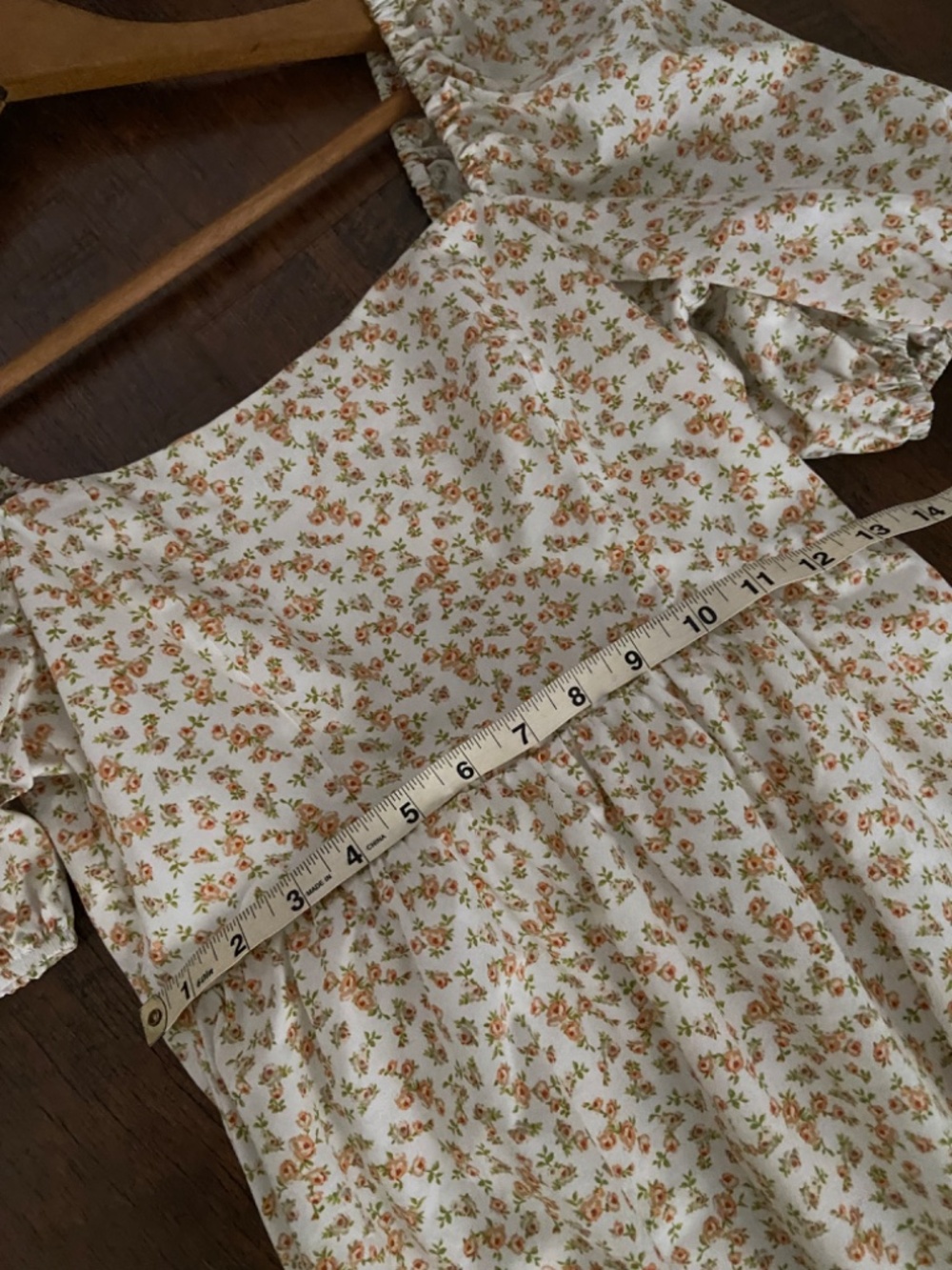 Copper Key Floral Puff Sleeve Mini Dress White Orange Cottagecore XS Good